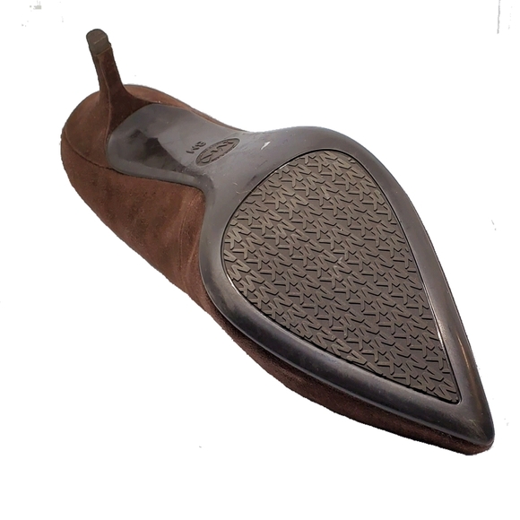 Michael Kors Brown Suede pointed toe kitten heels - Picture 3 of 6